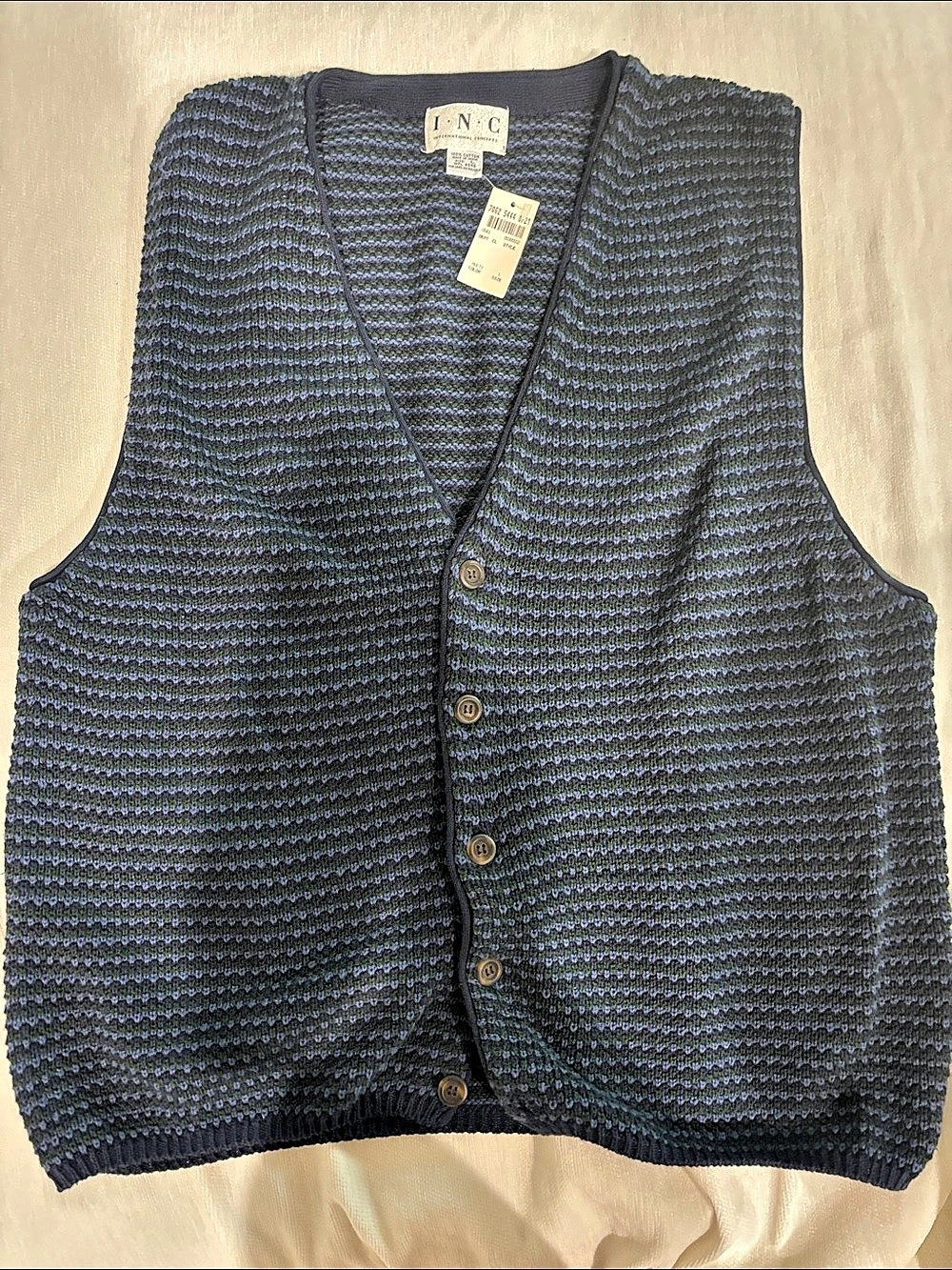 I.N.C International Concepts Men's Striped Cotton Sweater Vest Size Medium NWT